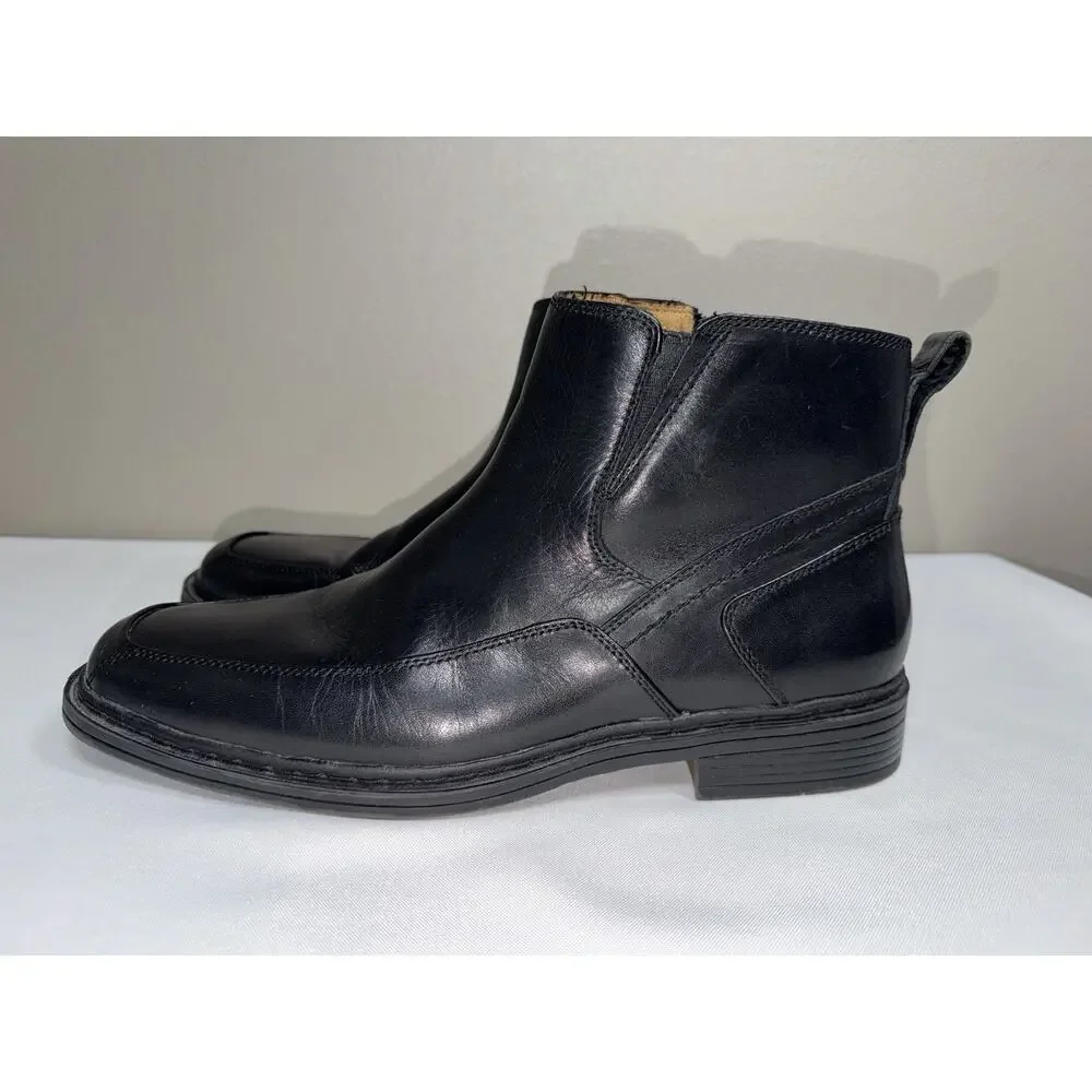 Florsheim Men's Black Leather Chelsea Ankle Boots Side Zip Size 10 D Dress Shoes